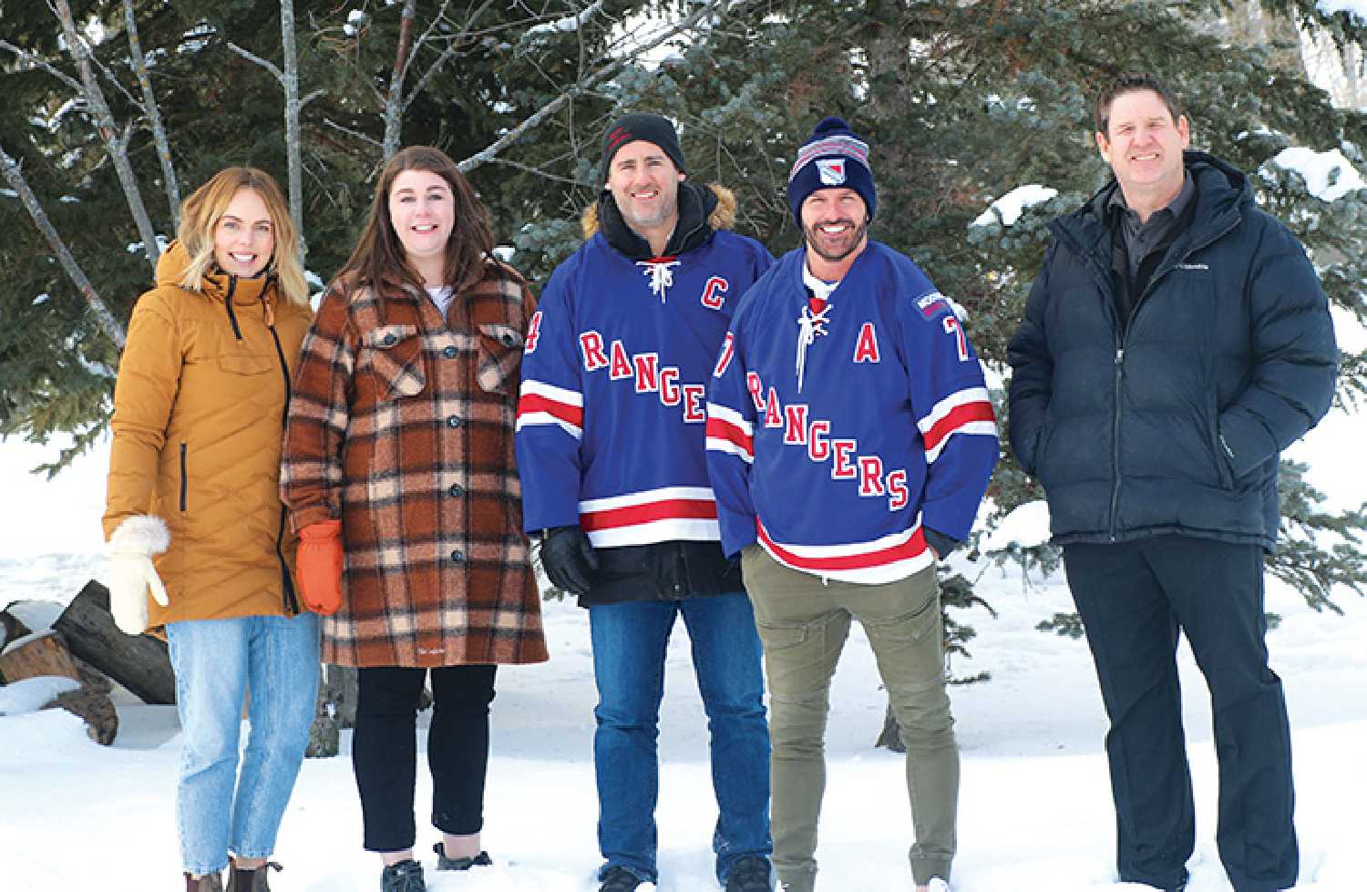 From left to right: Tawna Weidenhamer and Jill Jones with Playfair Daycare, Bud Holloway, and Paul Stapleton with the Moosomin Rangers, and Moosomin Mayor Murray Gray.